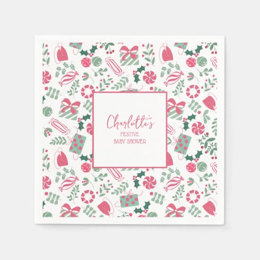フェスティバルクリスマスベビーシャワー スタンダードカクテルナプキン (正面)