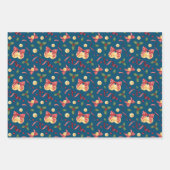 フェスティバルクリスマスベルとリボン水彩 ラッピングペーパーシート (正面2)