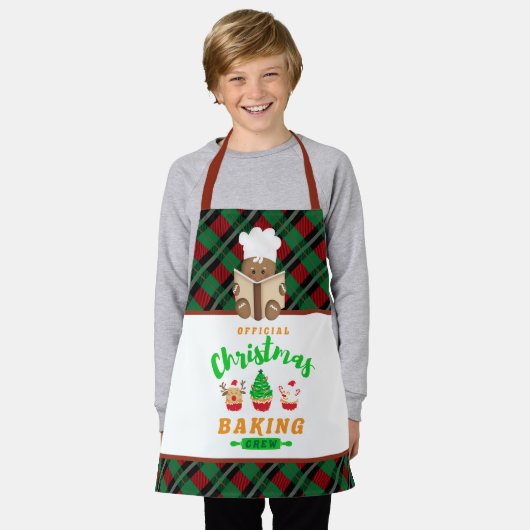 フェスティバルクリスマスベーキングジンジャーブレッドクルーの子供 エプロン (着用した状態)