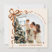 フェスティバルクリスマスベージュボホーリボン2写真 シーズンカード (正面)