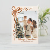 フェスティバルクリスマスベージュボホーリボン2写真 シーズンカード (スタンド正面)