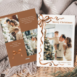 フェスティバルクリスマスベージュボホーリボン3写真 シーズンカード