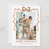 フェスティバルクリスマスベージュボホーリボン3写真 シーズンカード (正面)