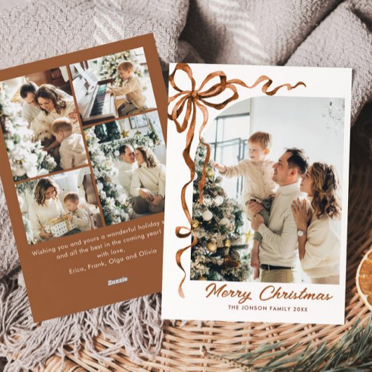 フェスティバルクリスマスベージュボホーリボン5写真 シーズンカード