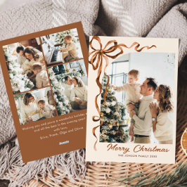 フェスティバルクリスマスベージュボホーリボン5写真 シーズンカード