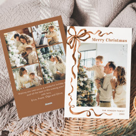 フェスティバルクリスマスベージュボホーリボン5写真 シーズンカード