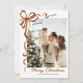 フェスティバルクリスマスベージュボホーリボン5写真 シーズンカード (正面)