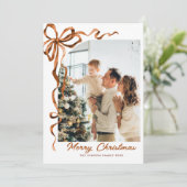 フェスティバルクリスマスベージュボホーリボン5写真 シーズンカード (スタンド正面)