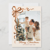 フェスティバルクリスマスベージュボホーリボン5写真 シーズンカード (正面)