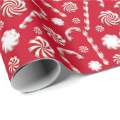 フェスティバルクリスマスペパーミントキャンディタイル模様 ラッピングペーパー (ロールコーナー)