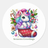 フェスティバルクリスマスペパーミントユニコーン ラウンドシール (正面)