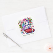 フェスティバルクリスマスペパーミントユニコーン ラウンドシール (封筒)