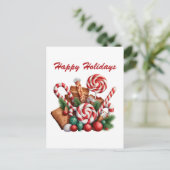 フェスティバルクリスマスペパーミント水彩追加文字 シーズンポストカード (スタンド正面)