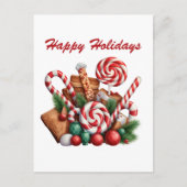 フェスティバルクリスマスペパーミント水彩追加文字 シーズンポストカード (正面)