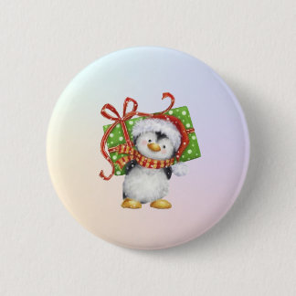 フェスティバルクリスマスペンギンとギフト – ホリデーデコ 缶バッジ