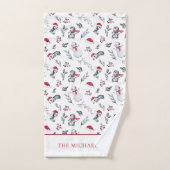 フェスティバルクリスマスペンギン水彩画 バスタオルセット (ハンドタオル)