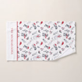 フェスティバルクリスマスペンギン水彩画 バスタオルセット (ハンドタオル)