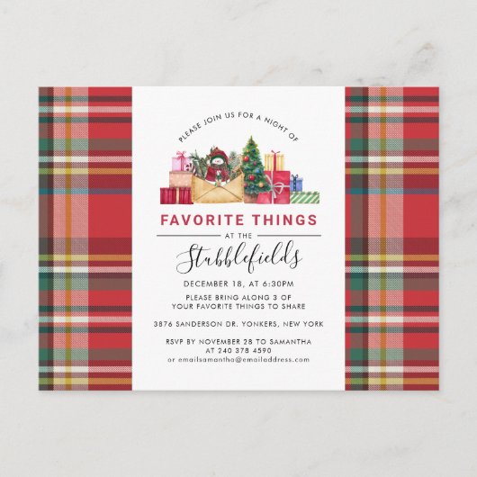フェスティバルクリスマスホリデーお気に入りのパーティー インビテーションポストカード (正面)