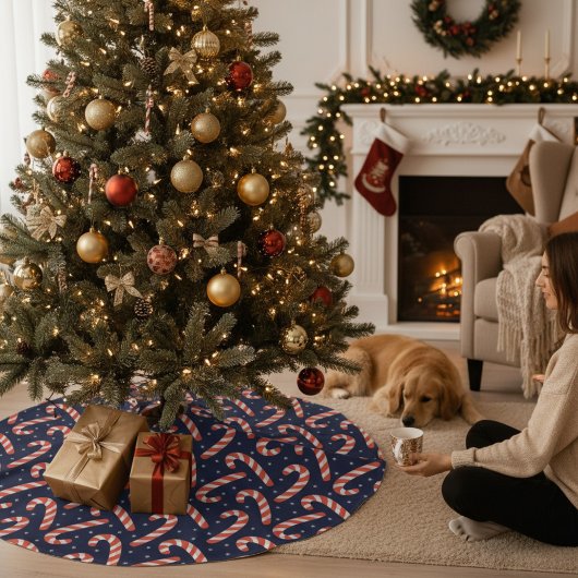 フェスティバルクリスマスホリデーキャンディーケーン ブラッシュドポリエステルツリースカート