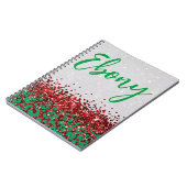 フェスティバルクリスマスホリデーグリッターレオパードプリント ノートブック (左側)