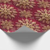 フェスティバルクリスマスホリデーゴールデンスノーフレーク ラッピングペーパー (角)