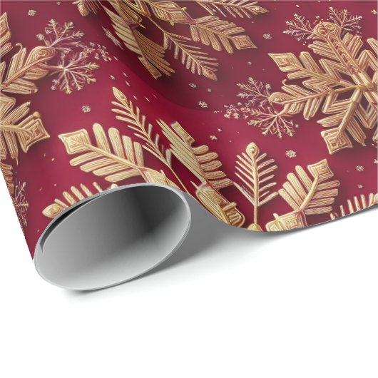 フェスティバルクリスマスホリデーゴールデンスノーフレーク ラッピングペーパー (ロールコーナー)