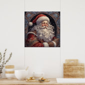 フェスティバルクリスマスホリデーサンタポスター ポスター (キッチン)