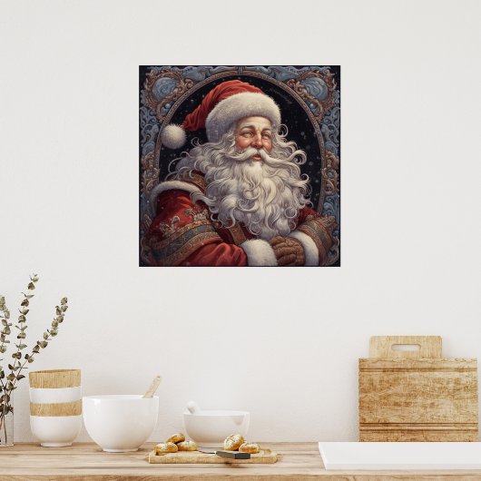 フェスティバルクリスマスホリデーサンタポスター ポスター (キッチン)