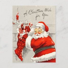 フェスティバルクリスマスホリデーサンタレトロヴィンテージ シーズンポストカード