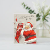 フェスティバルクリスマスホリデーサンタレトロヴィンテージ シーズンポストカード (スタンド正面)