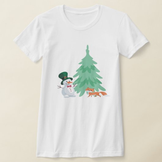 フェスティバルクリスマスホリデーズ雪だるま Tシャツ (レイダウン)