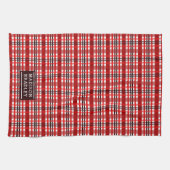 フェスティバルクリスマスホリデータータンチェックパーソナライズされた名 キッチンタオル (横)