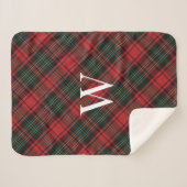 フェスティバルクリスマスホリデータータンチェックプレイド+モノグラム シェルパブランケット (正面(横))