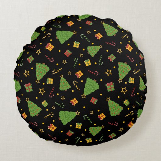 フェスティバルクリスマスホリデープリント ラウンドクッション (正面)