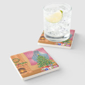 フェスティバルクリスマスホリデーホーム ストーンコースター (横)