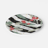 フェスティバルクリスマスホリデーボタニカルストライプ金ゴールド ペーパープレート (アングル)