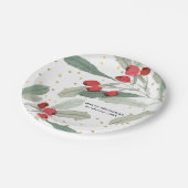 フェスティバルクリスマスホリデーボタニカルズ金ゴールドドット ペーパープレート (アングル)