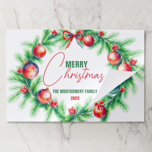 フェスティバルクリスマスホリデーリース紙ランチョンマット ペーパーパッド (折り畳み)