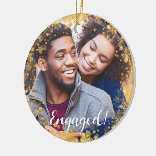 フェスティバルクリスマスホリデー婚約した写真 セラミックオーナメント (左)