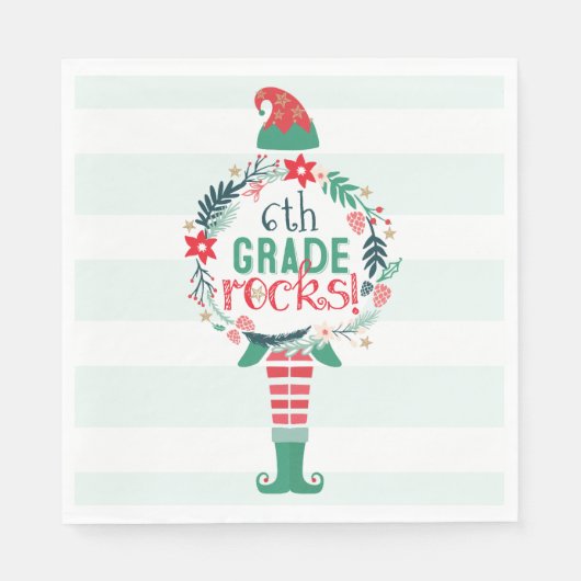 フェスティバルクリスマスホリデー小妖精や小人&フローラリース スタンダードランチョンナプキン (正面)