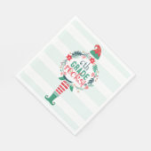 フェスティバルクリスマスホリデー小妖精や小人&フローラリース スタンダードランチョンナプキン (角)