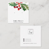 フェスティバルクリスマスホリーベリースタッドイヤリングディスプレイ スクエア名刺 (正面/裏面)