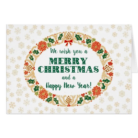 フェスティバルクリスマスホリーリースと雪片 (正面横)