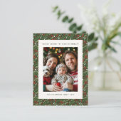 フェスティバルクリスマスホリーリーフホリデーフォトカード シーズンポストカード (スタンド正面)