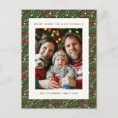 フェスティバルクリスマスホリーリーフホリデーフォトカード シーズンポストカード (正面)