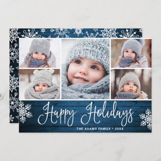 フェスティバルクリスマスホリー素朴ベリー5枚の写真 シーズンカード (正面/裏面)