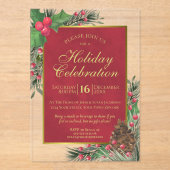 フェスティバルクリスマスホリー&パインホリデーパーティー アクリル招待状 (正面)