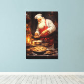 フェスティバルクリスマスホームデコールサンタベーキングクッキー キャンバスプリント (インサイチュ (ウッドフロア))