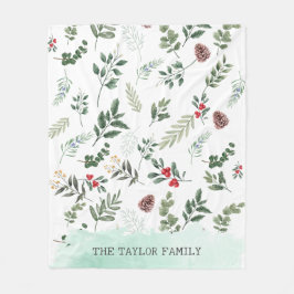 フェスティバルクリスマスボタニカルフローラホリデイ フリースブランケット