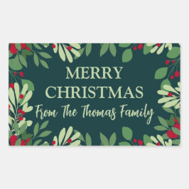 フェスティバルクリスマスボタニカルベリーファミリー名 長方形シール